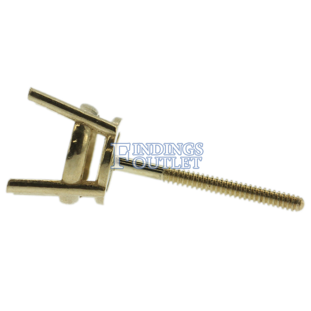 14k Yellow Gold Round Stud Earring Mounting Setting Screw Back Post 4 Prong