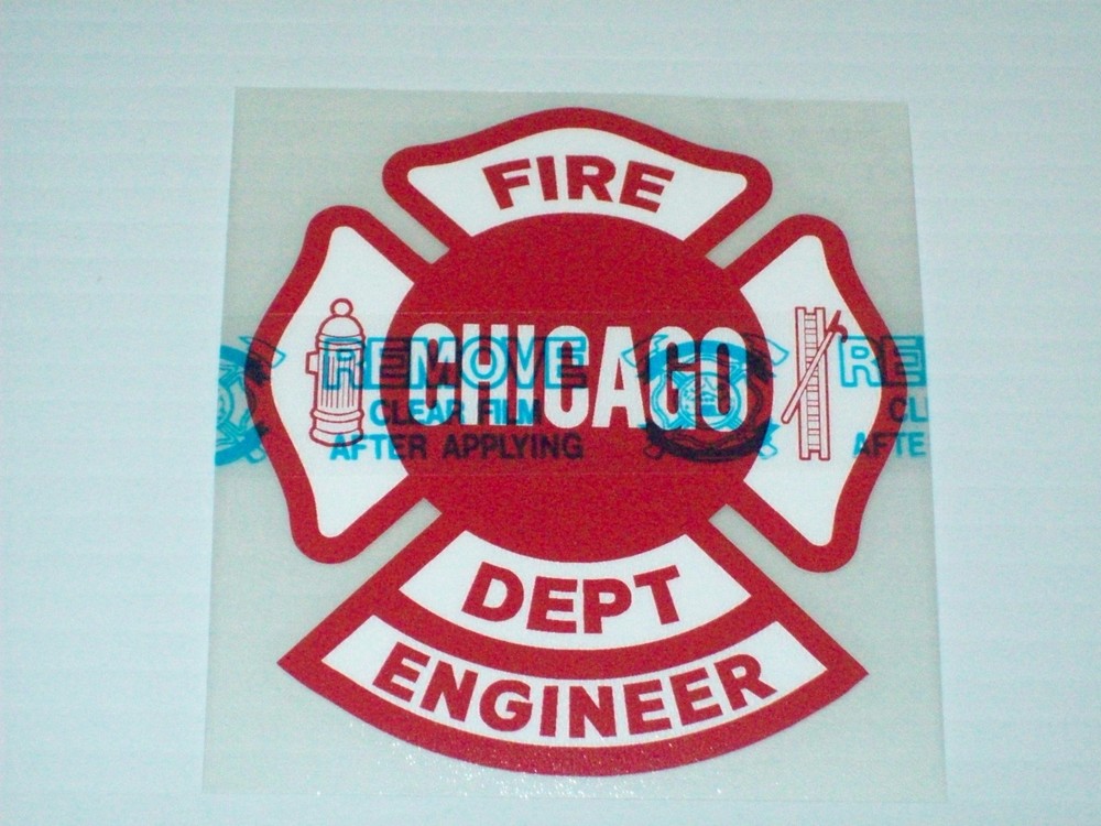 Chicago Fire Department Decal Maltese Engineer 4"