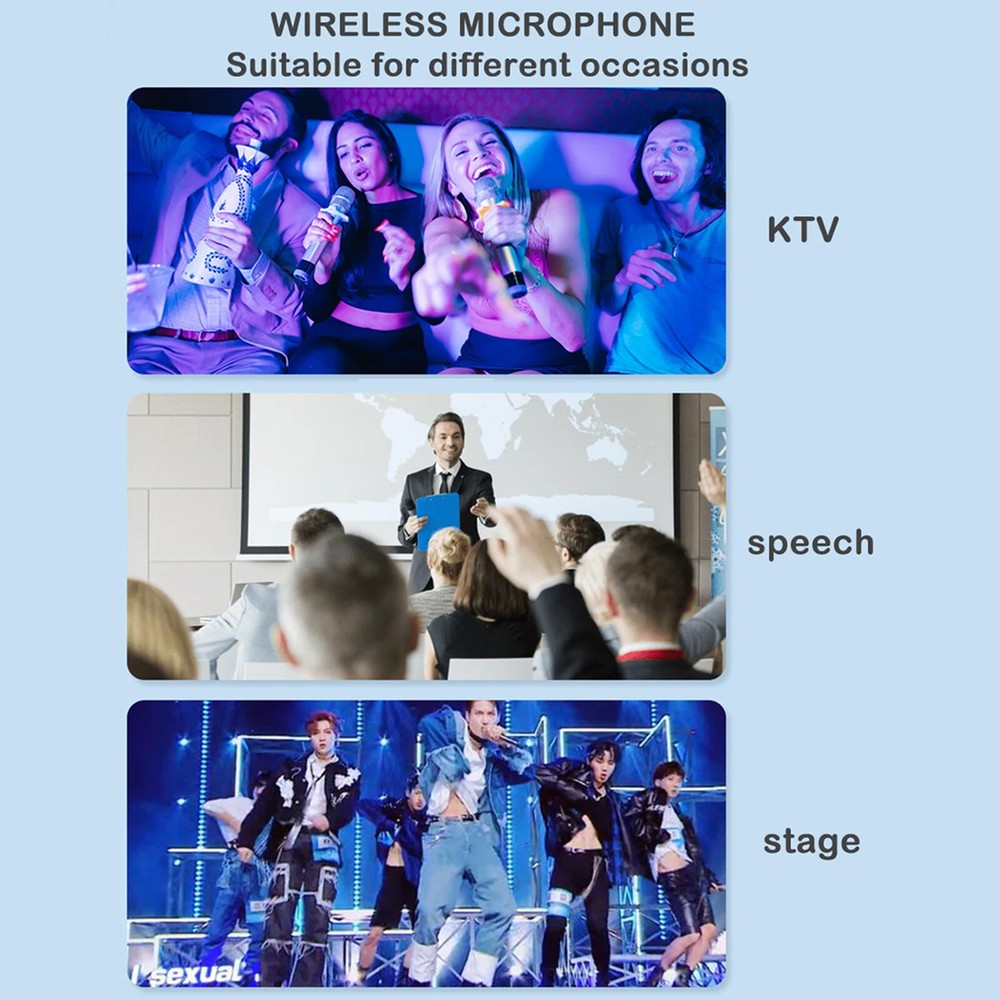 Wireless Microphone Metal Rechargeable Cordless Dynamic Mic System with Receiver