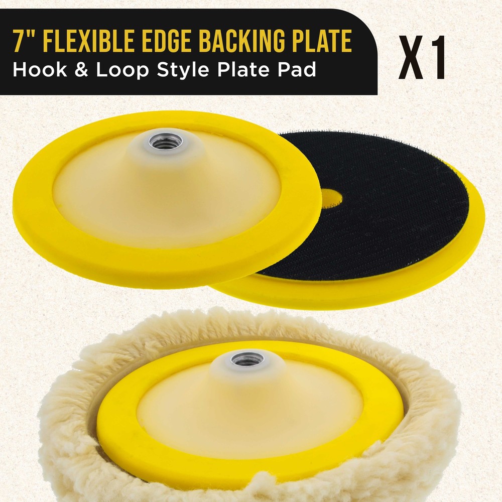 3 Pack 8" Wool Hook & Loop Buffing Pads with Backing Plate, Polishing Auto Paint