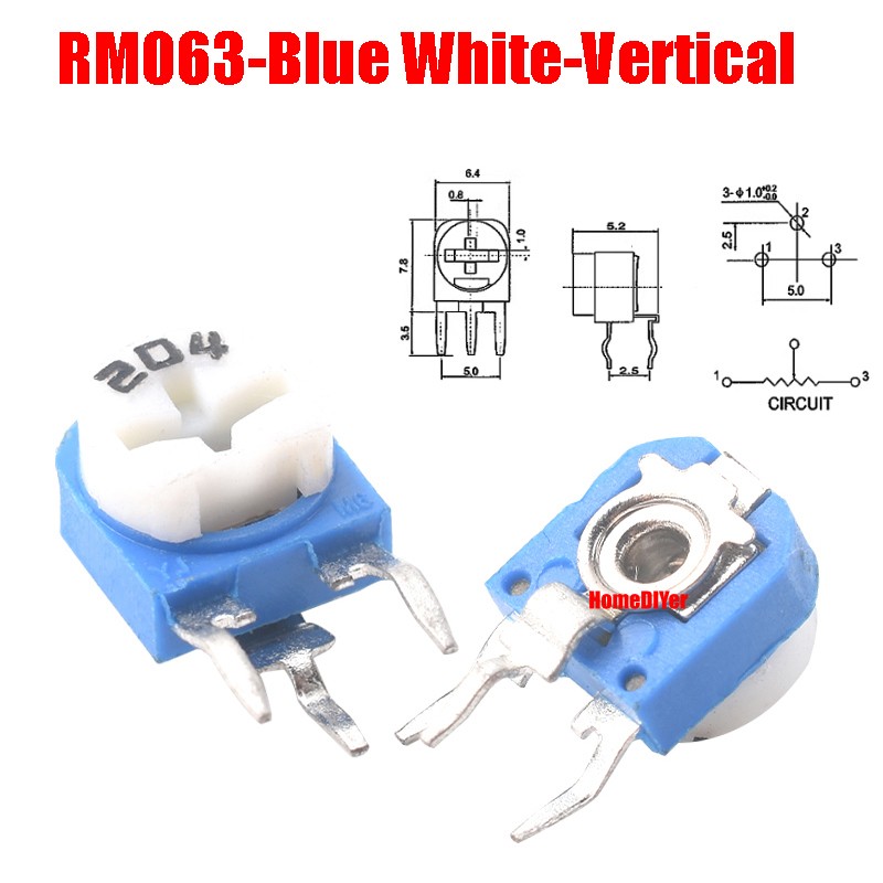 RM065/RM063/WH06 Potentiometer Horizontal/Vertical Variable Trimmers 100~2M ohm