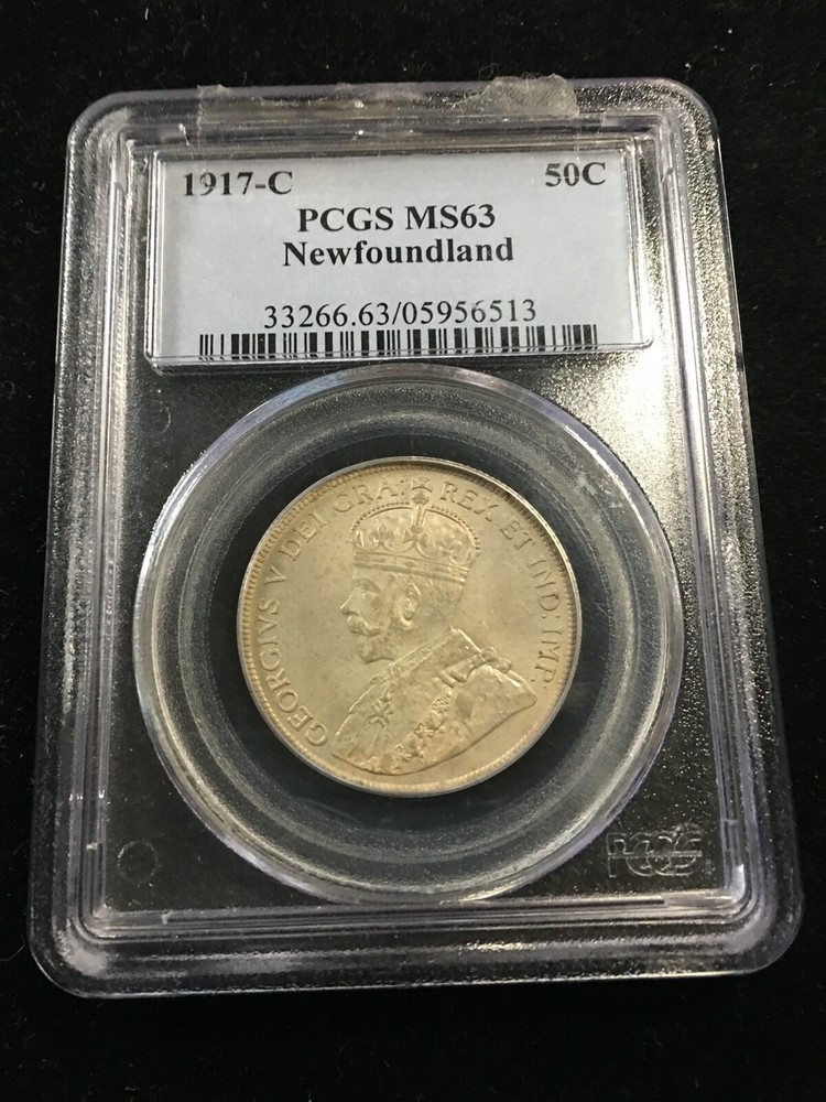 1917C  PCGS Graded, Newfoundland  ¢50 Cent, **MS-63**