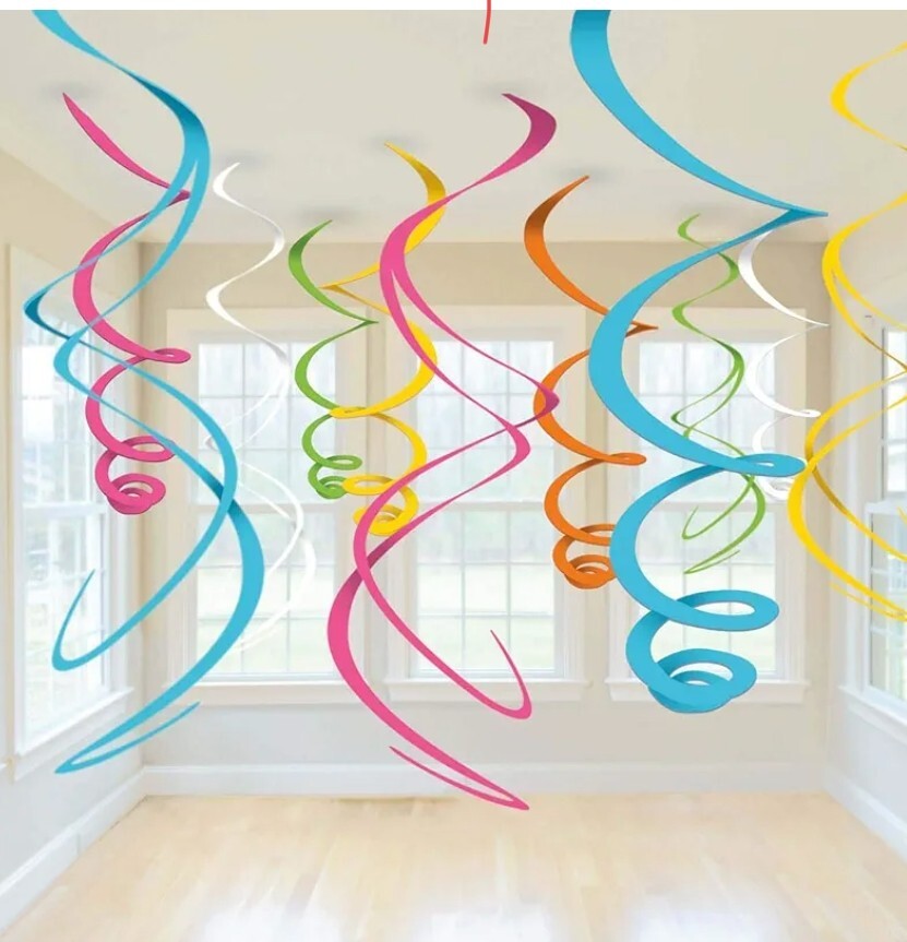 Multicoloured Swirl Party Decorations – 2 Pack Ceiling Twirls
