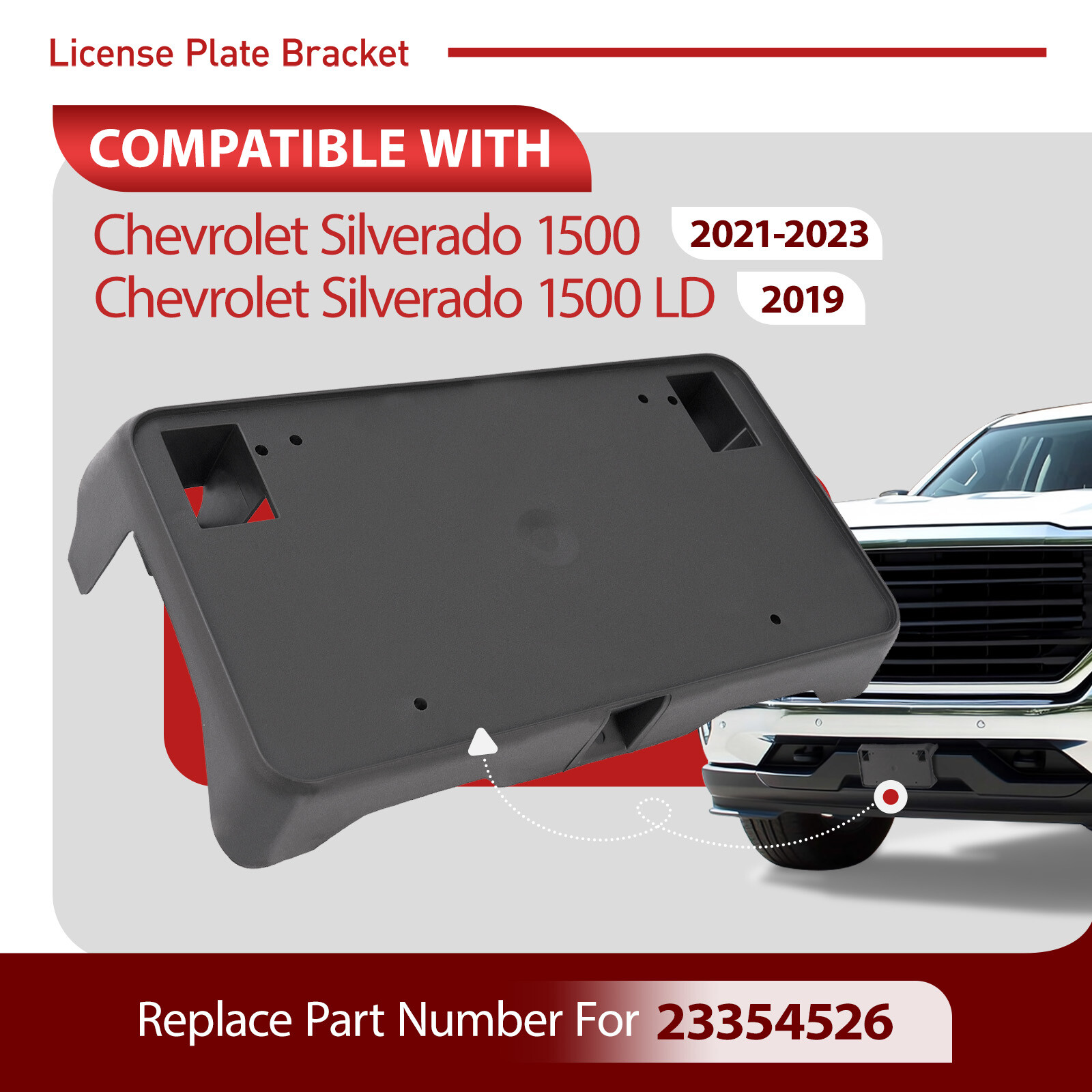 Front License Plate Bracket Mount Holder For Chevy Silverado 1500 2016-2018 2019