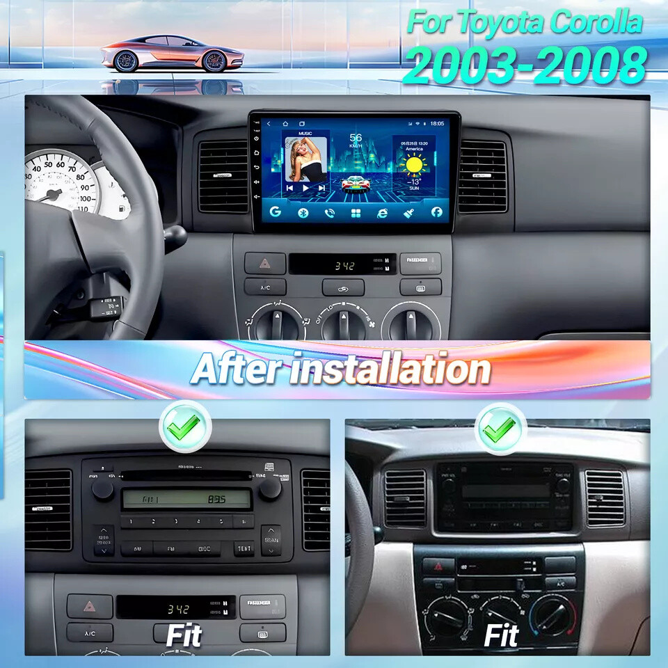 64G For Toyota Corolla 2003-2008 Car Stereo Radio Carplay Android15 GPS WIFI SWC
