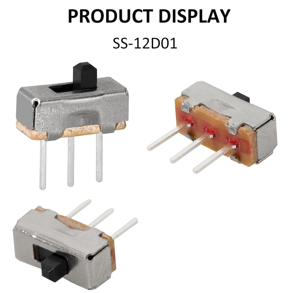 Versatile 100 Count Slide Switch Pack - 3 Pin High Knob for DIY Electronics