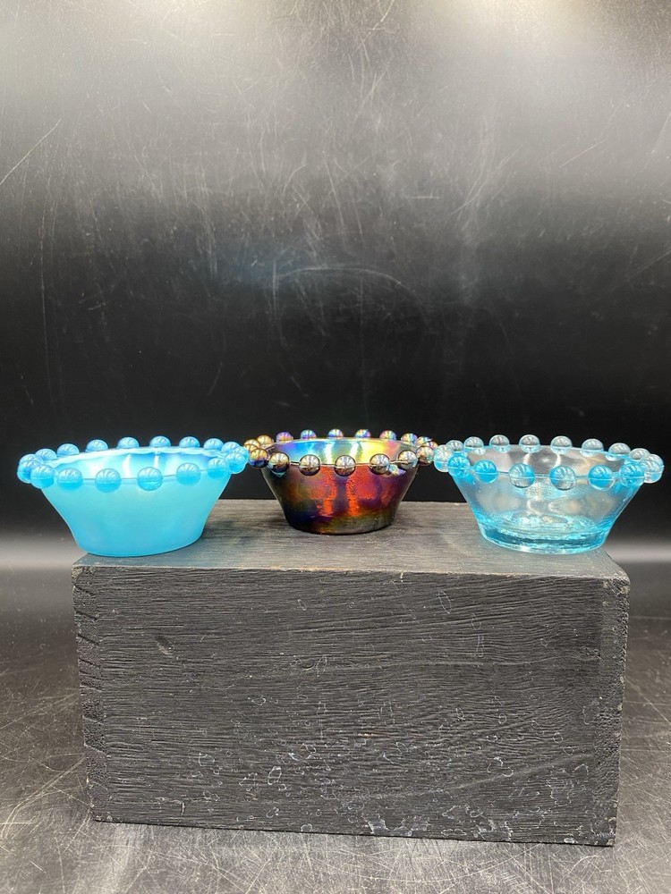 3 Boyd Imperial Candlewick Colored Open Salt Dips