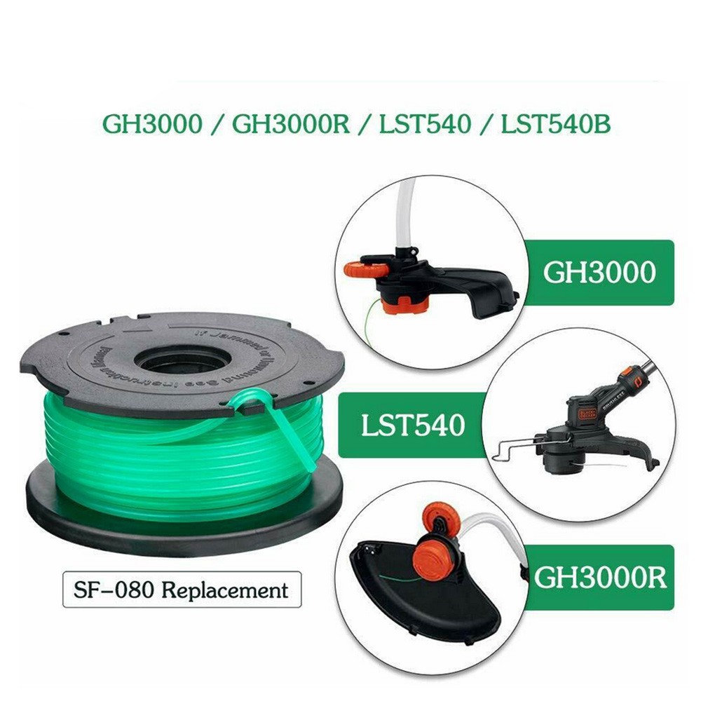 3 Pack String Trimmer Spool Line SF-080 Replace For Black & Decker GH3000 Model
