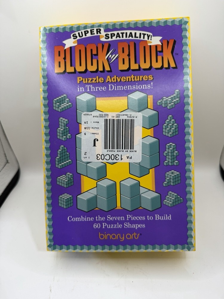 Binary Arts Block by Block Puzzle NEW Open Box Complete Soma Cube Brain Teaser