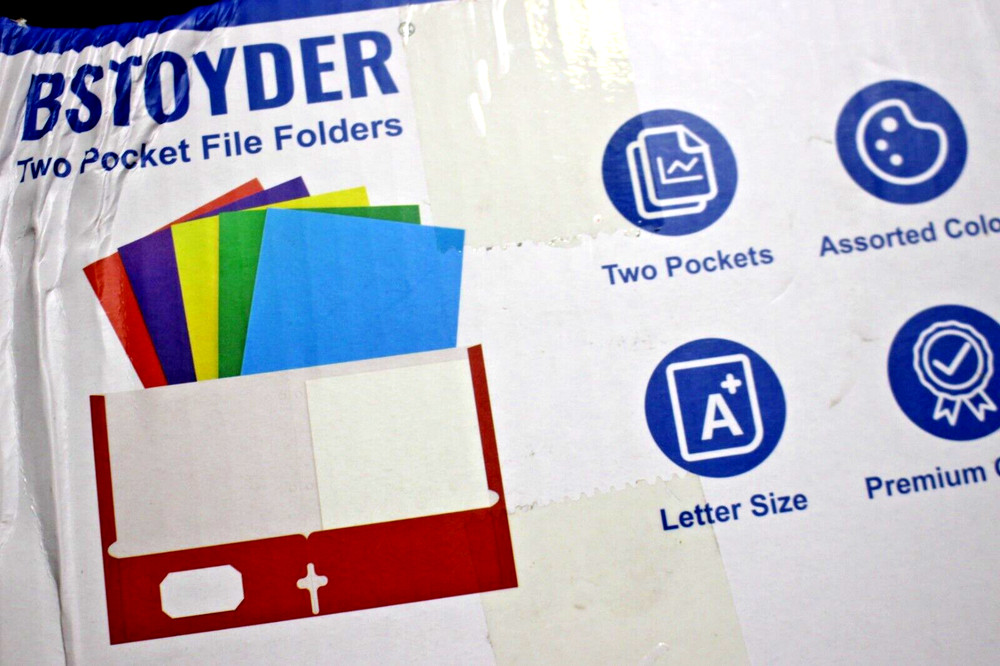120 PACK BSTOYDER TWO POCKET FILE FOLDER ASSORTED COLORS