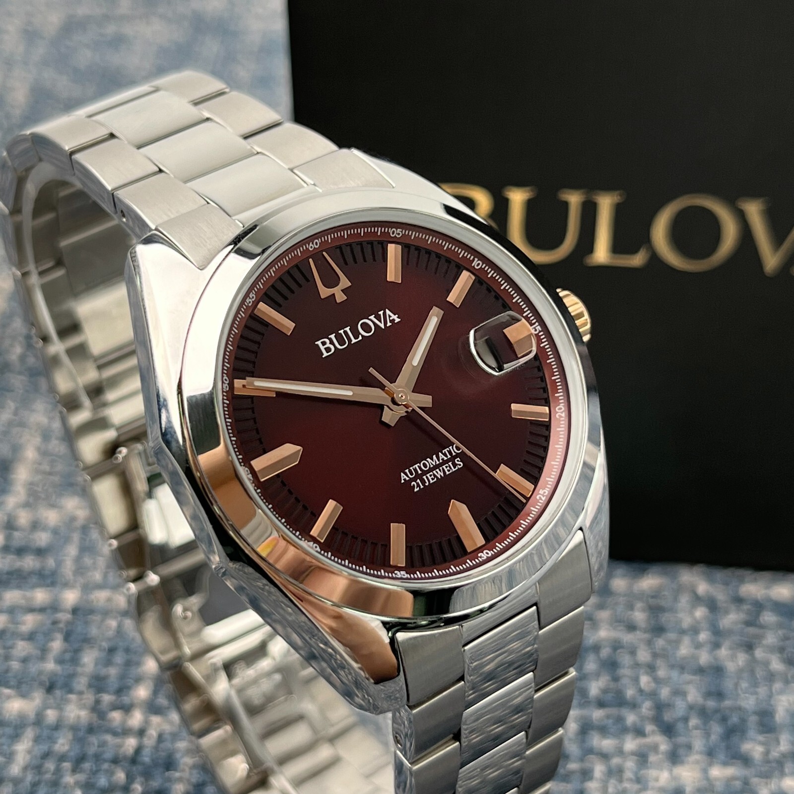 Bulova Surveyor 98B422 Red Dial Stainless Steel Automatic Men's Watch