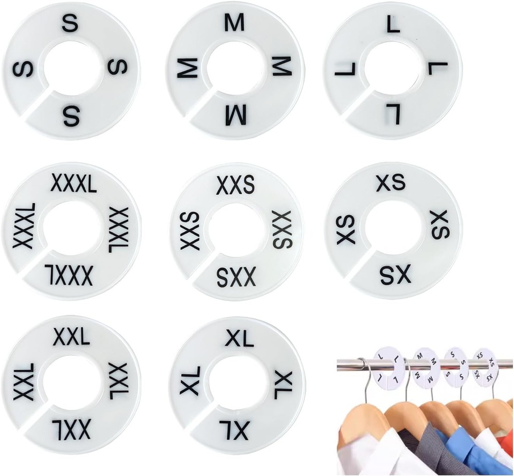 BRBASAP 8Pack Closet Divider Size Rings Rack Markers