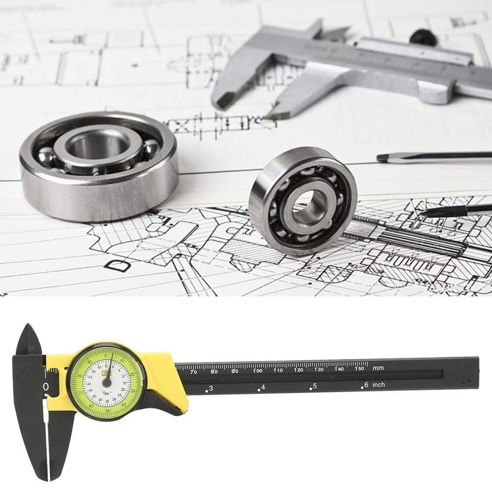 Depth Gauge Plastic Dial Vernier Caliper Professional Micrometer Yellow