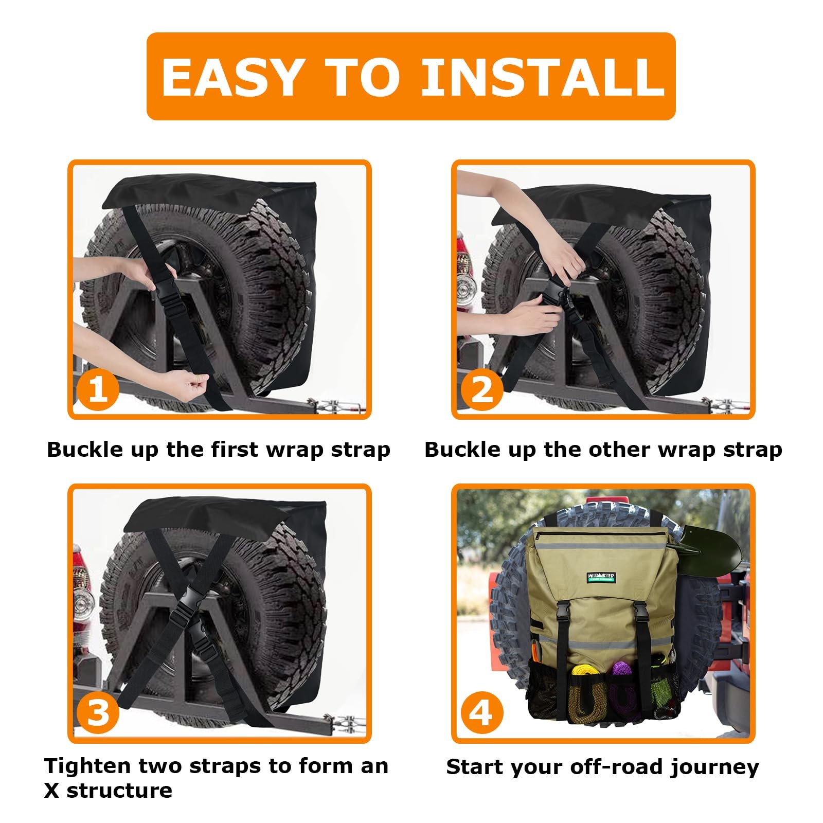 Spare Tire Trash Bag, Offroad Spare Tire Storage Bags Heavy Duty Truck Tailga...