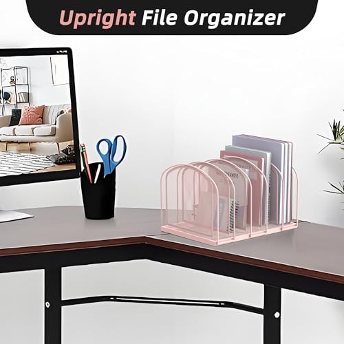File Organizer - 5-Section Mesh Desktop File Sorter, Upright File Folder