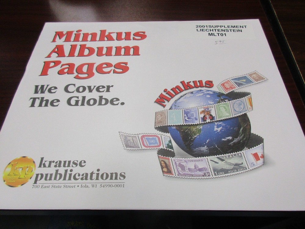 "MINKUS" ALBUM PAGES 2001 SUPPLEMENT LIECHTENSTEIN #MLT01  W/FREE SHP.