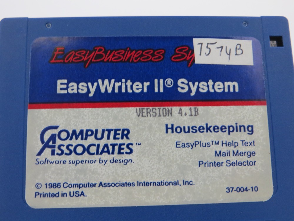 3.5" Floppy Disk EasyWriter II System Version 4.1B vintage computer software