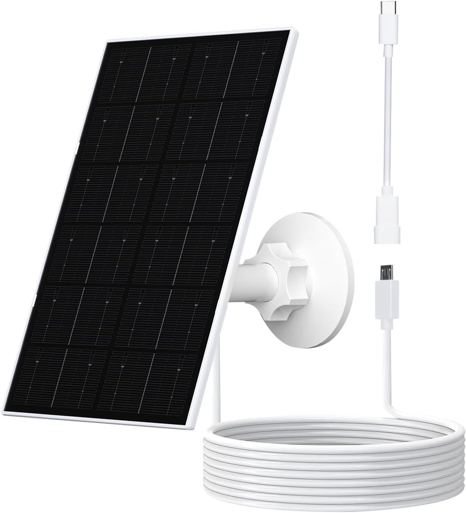 USB Solar Panel with 9.8FT Cable - Compatible & Adjustable for Security Cameras