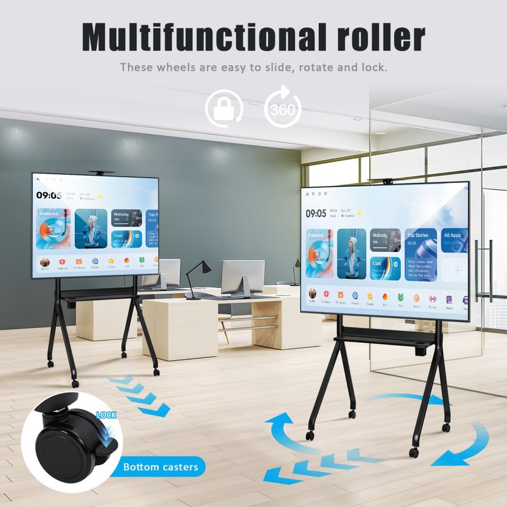 Smart Board Stand for 42-86" Interactive Whiteboard Lockable Wheel Height Adjust