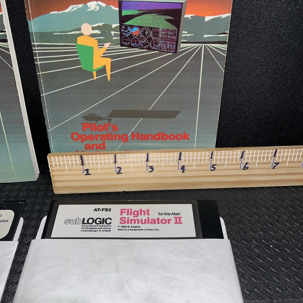 Flight Simulator II subLOGIC for ATARI computer - complete SET box manual 2 disk