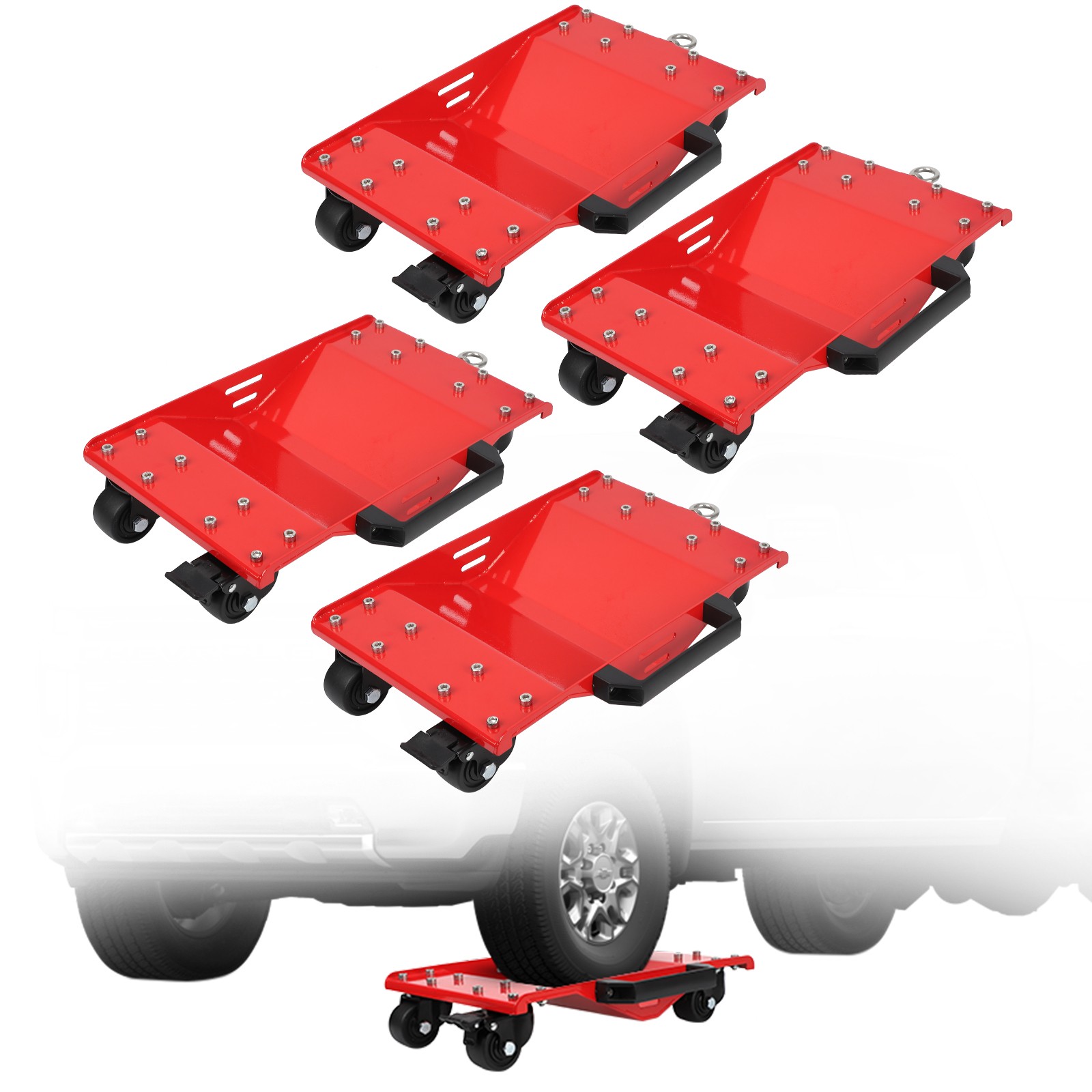 Heavy Duty Car Wheel Dolly Set 4 Pack 2000 Lbs Per Dolly Garage Vehicle Mover
