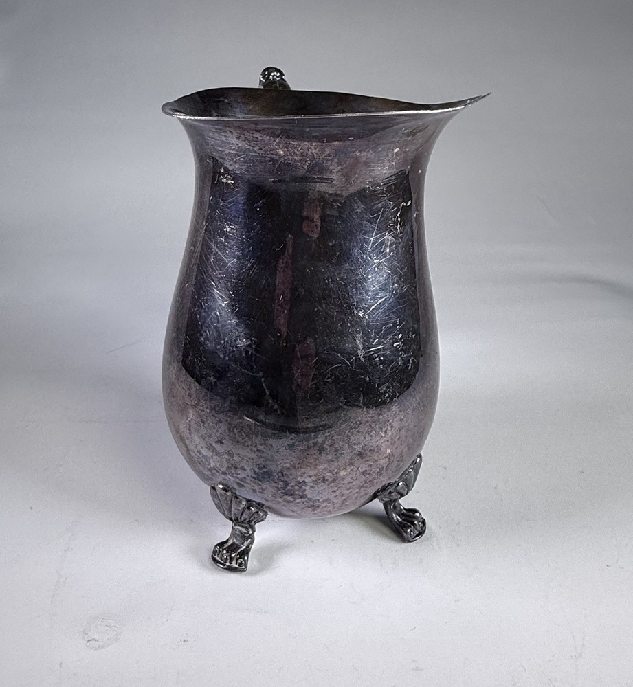 Vintage Leonard Silverplate Water Pitcher Paw Feet Scroll Handle