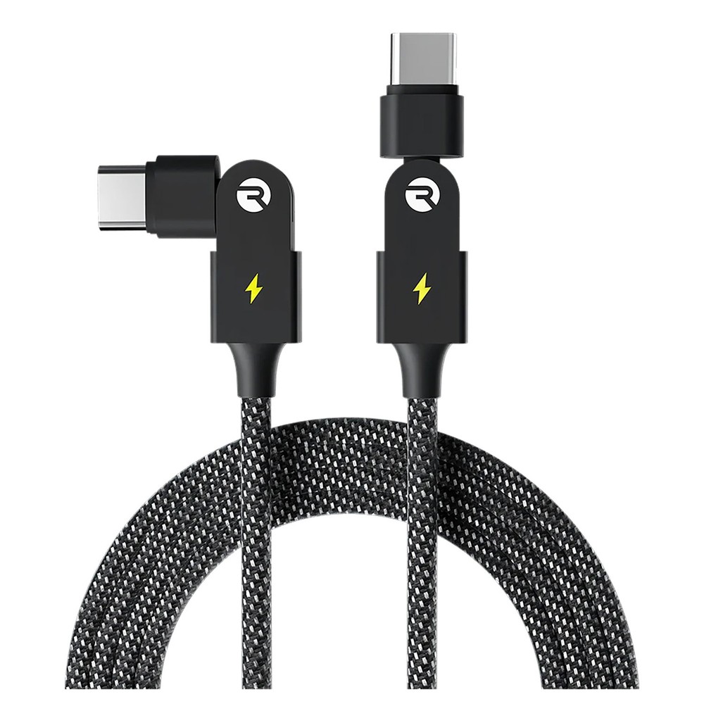 Raycon® Magic Spin 100Watt USB-C® to USB-C® Charge and Sync Cable 3.3 Ft.- Black