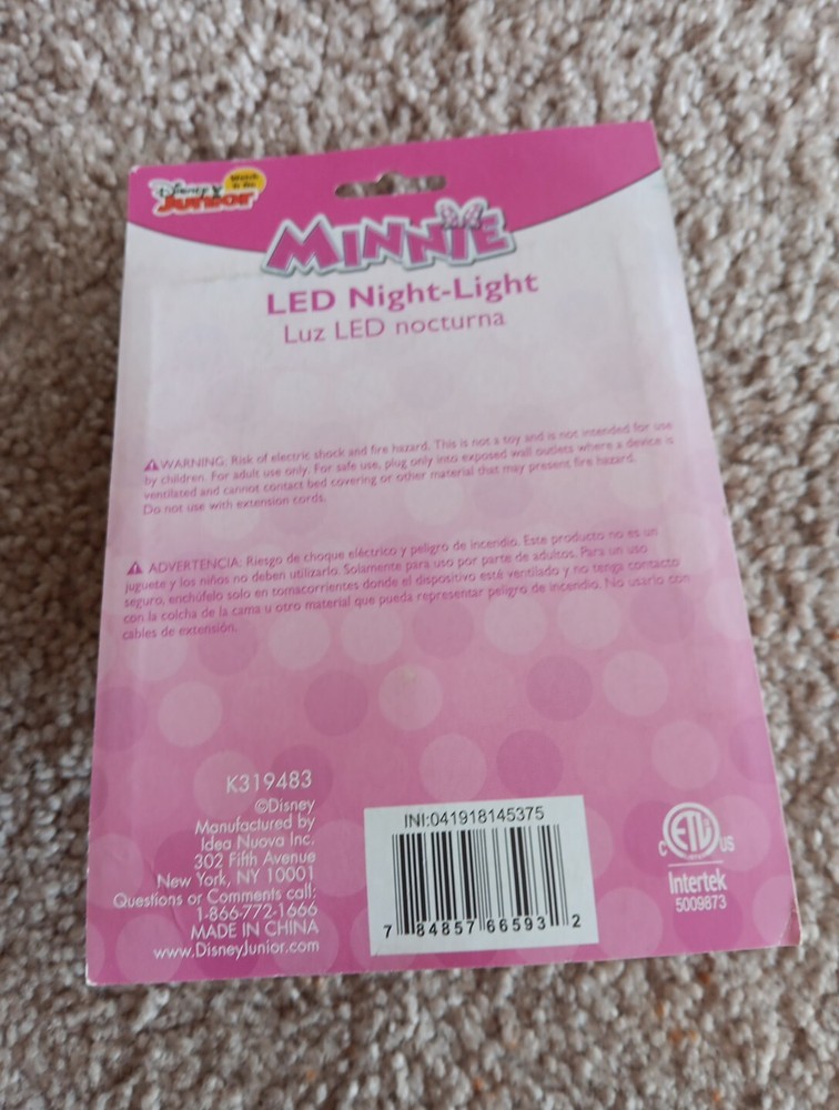 Minnie Mouse Night Light LED . Brand New.