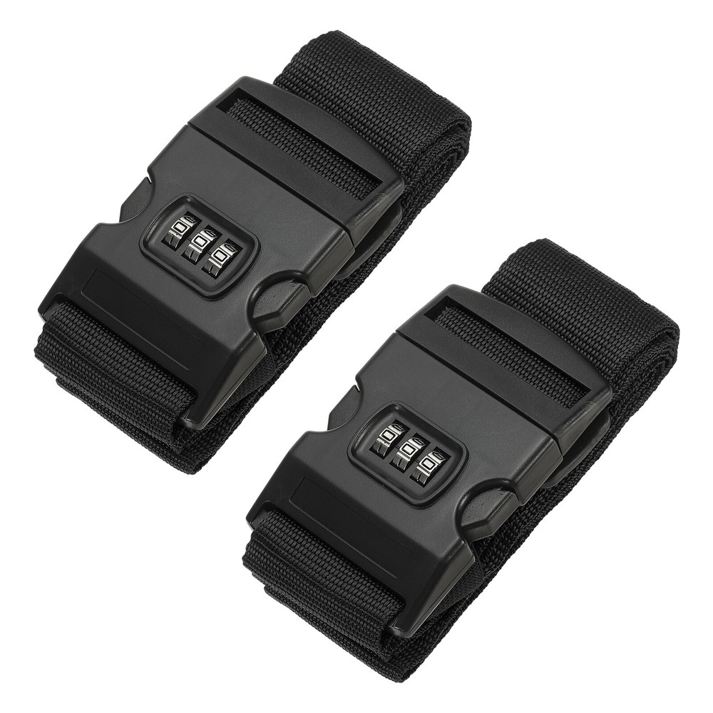 2Pcs Luggage Straps with Combination Lock TSA Approved Black