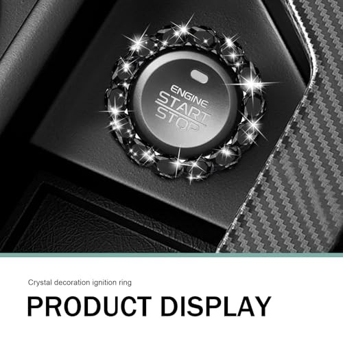 1 PC Crystal Push to Start Button Cover, Sparkling Car Engine Start Black