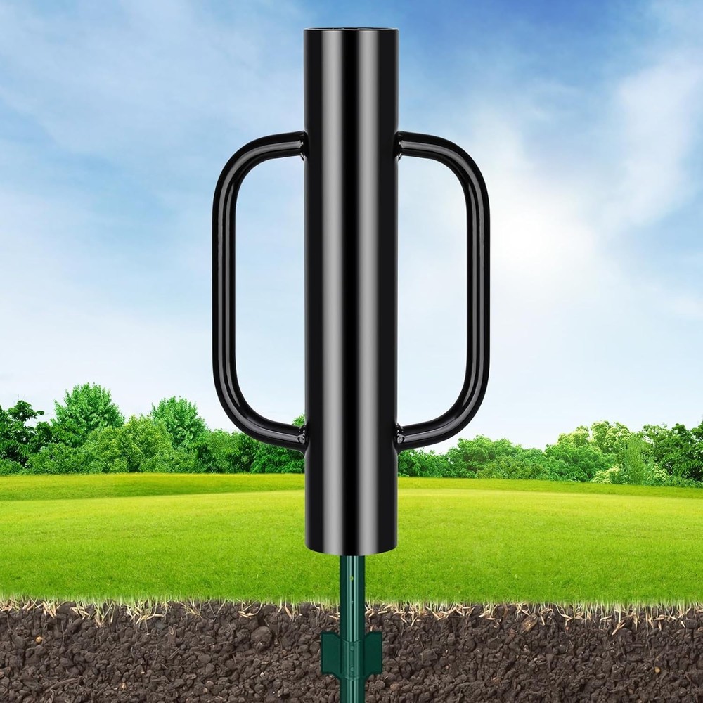 Compact 8LB Fence Post Driver with Loop Handles - Effortless Ground Installation
