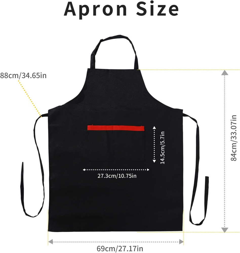 2 Pack Adjustable Bib Apron with 2 Pockets, Waterdrop Resistant Cooking Kitchen