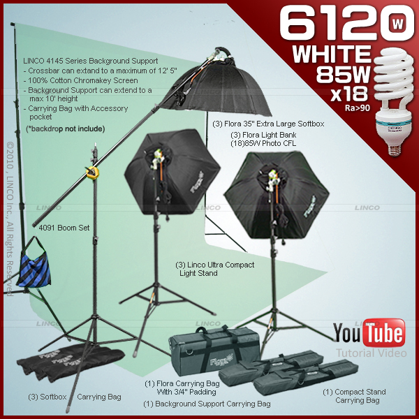 Studio lighting 6120 Watt Kit With Background Support