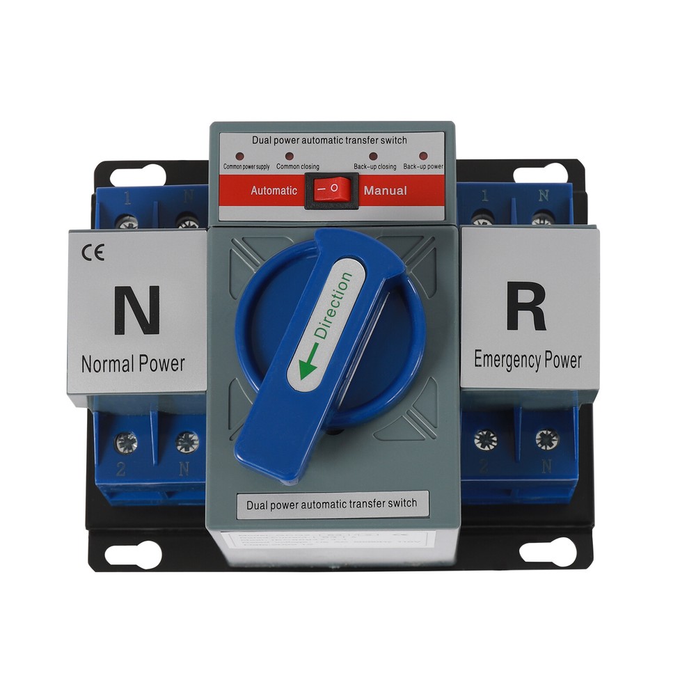 110V 2P 63A Mini Dual Power Automatic Transfer Switch Toggle Control Converts