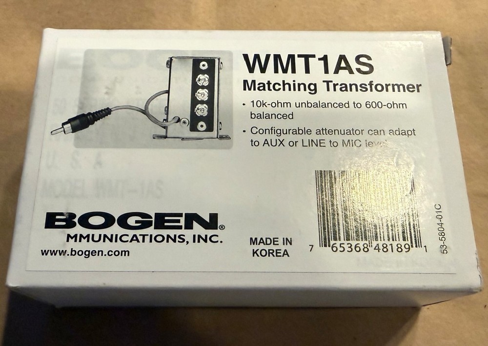 Bogen WMT1AS Matching Transformer for audio