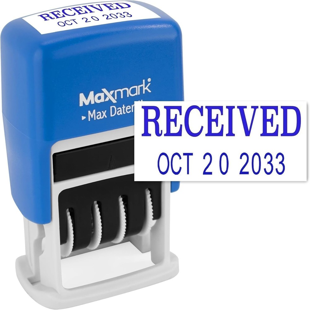 Durable Self-Inking Date Stamp - 12- Blue Ink with Quick Setup Design