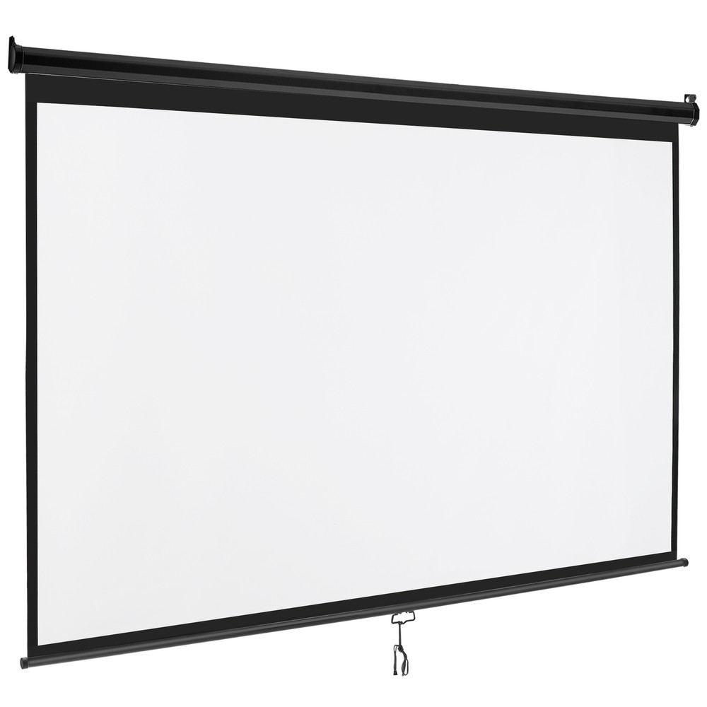 Projector Screen 100" Diagonal Projection Screen Manual Pull Down 16:10 HD Black