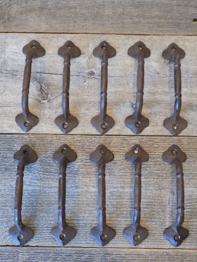 10 Cast Iron Handles Rustic Drawer Bin Pulls Long Home Decor Kitchen Farmhouse