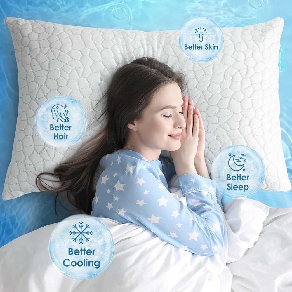Cooling Pillow for Sleeping, Shredded Memory Foam Pillows, Adjustable Cool Pi...