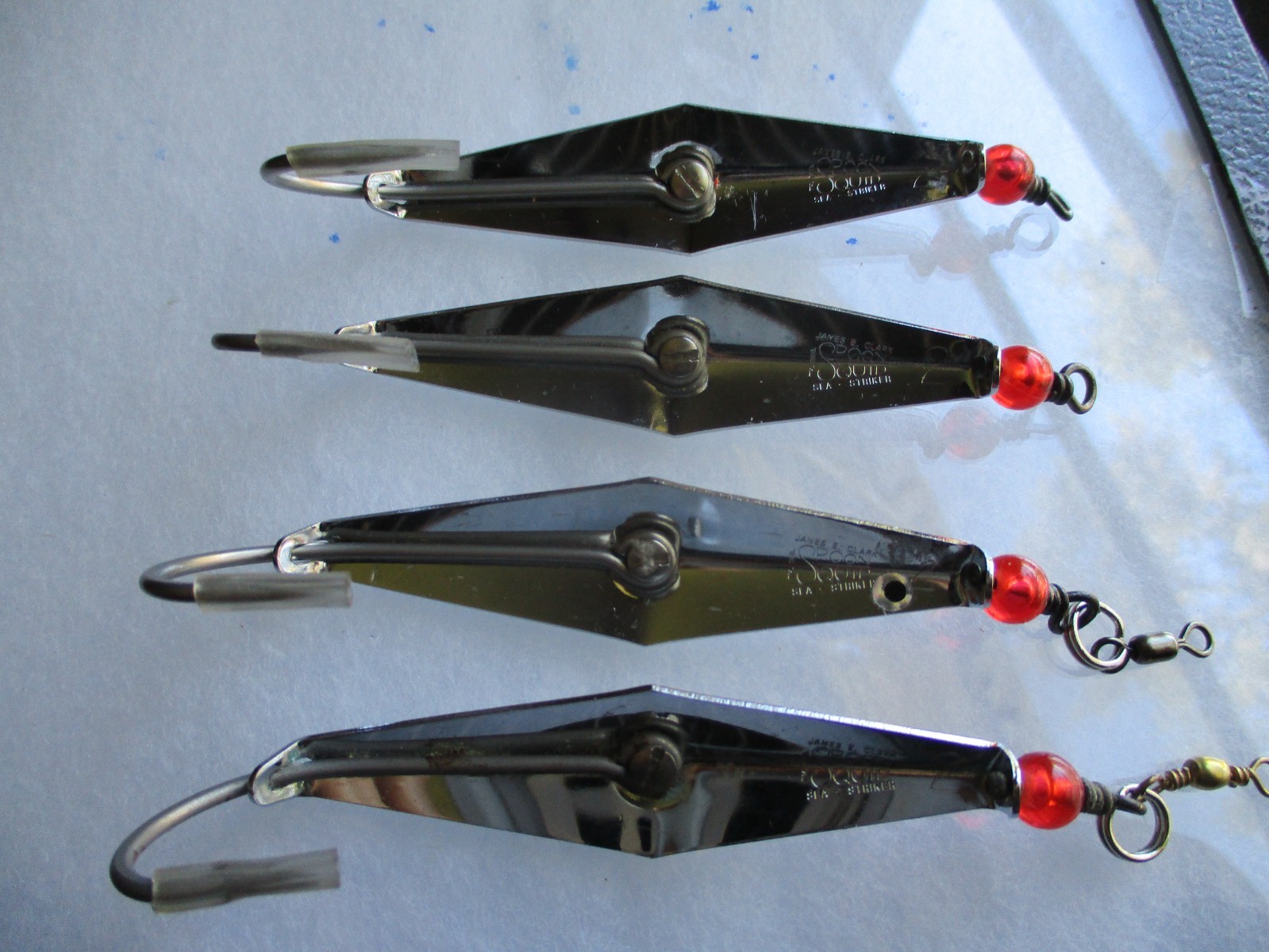 Lot of 4 Sea Strikers James E. Clark Squid Spoon #2; 3" trolling Lures pictured