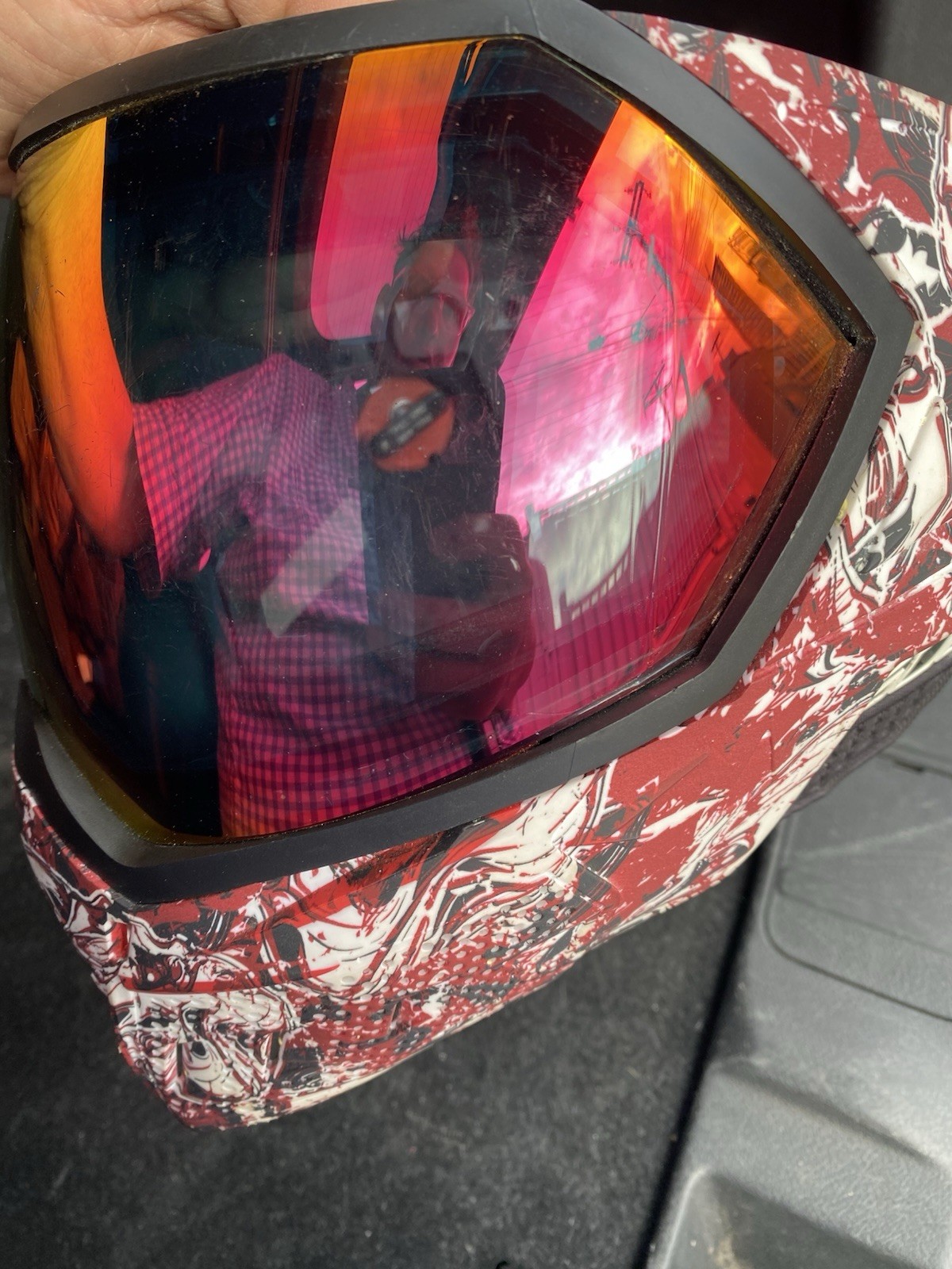 Empire EVS Paintball Mask - Gold & red lens