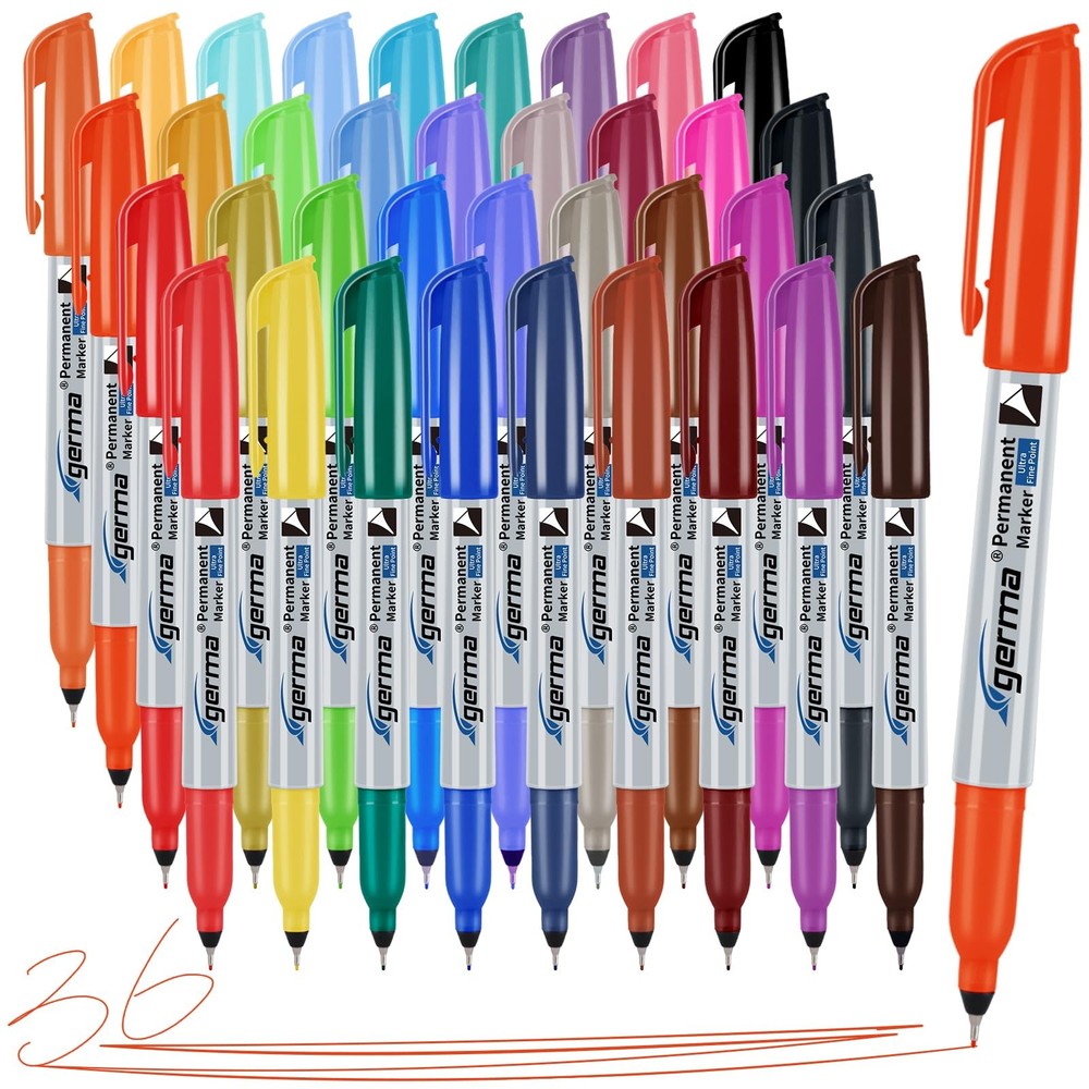 Ultra Fine Point Permanent Marker Bulk, 36 Assorted Colors 0.4mm Fine Tip Per...