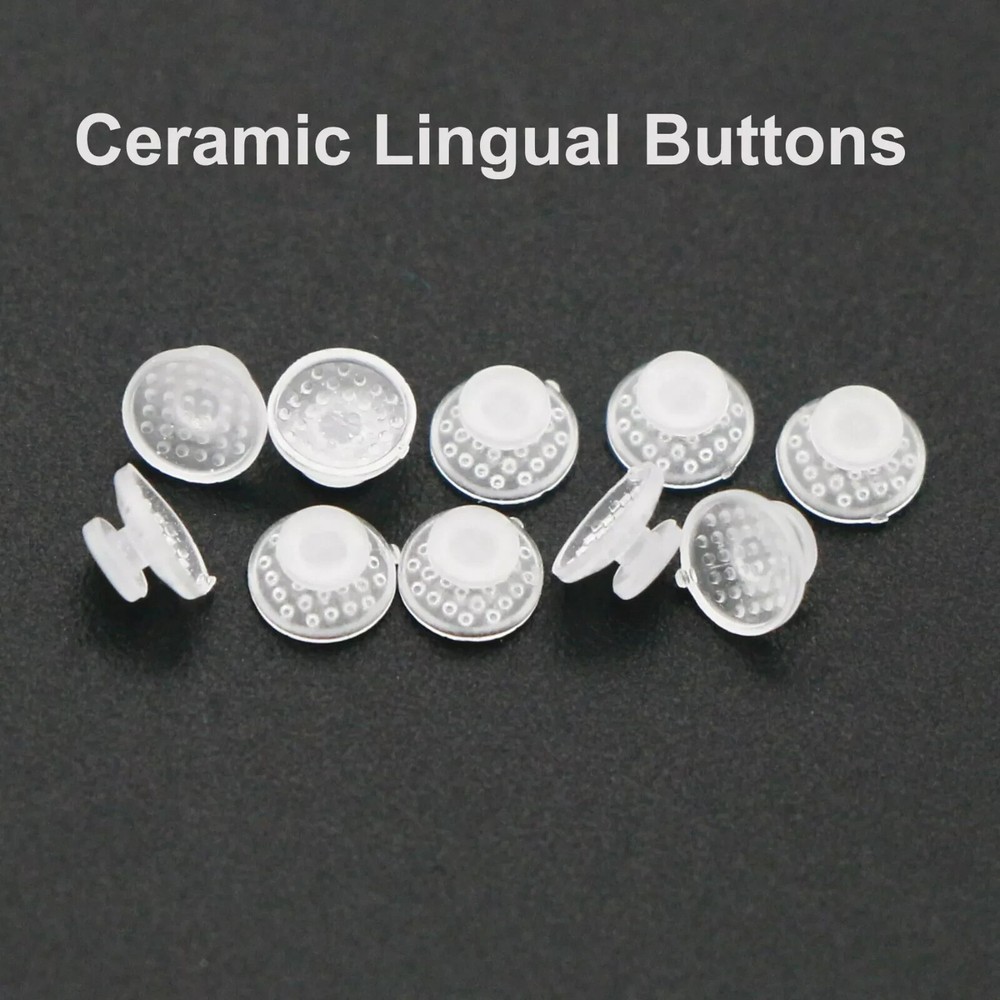Dental Orthodontic Bondable Clear Ceramic Lingual Button Round/Rectangular Base