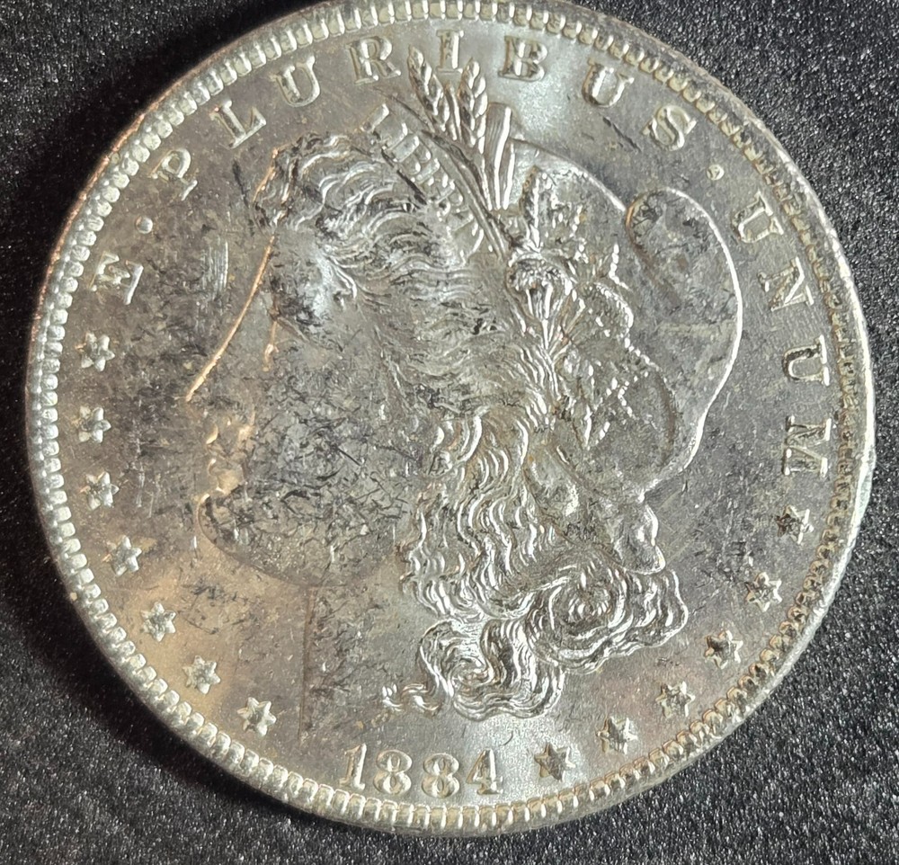 1884-O Morgan Silver Dollar, Narrow Oval O, BU, Luster, Brilliant Uncirculated
