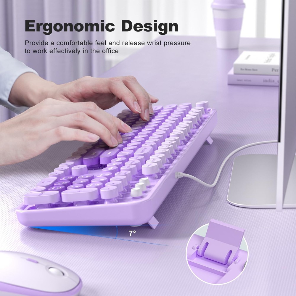 Large Print Keyboard, USB Wired Computer Keyboard, Full Size Keyboard with Nu...