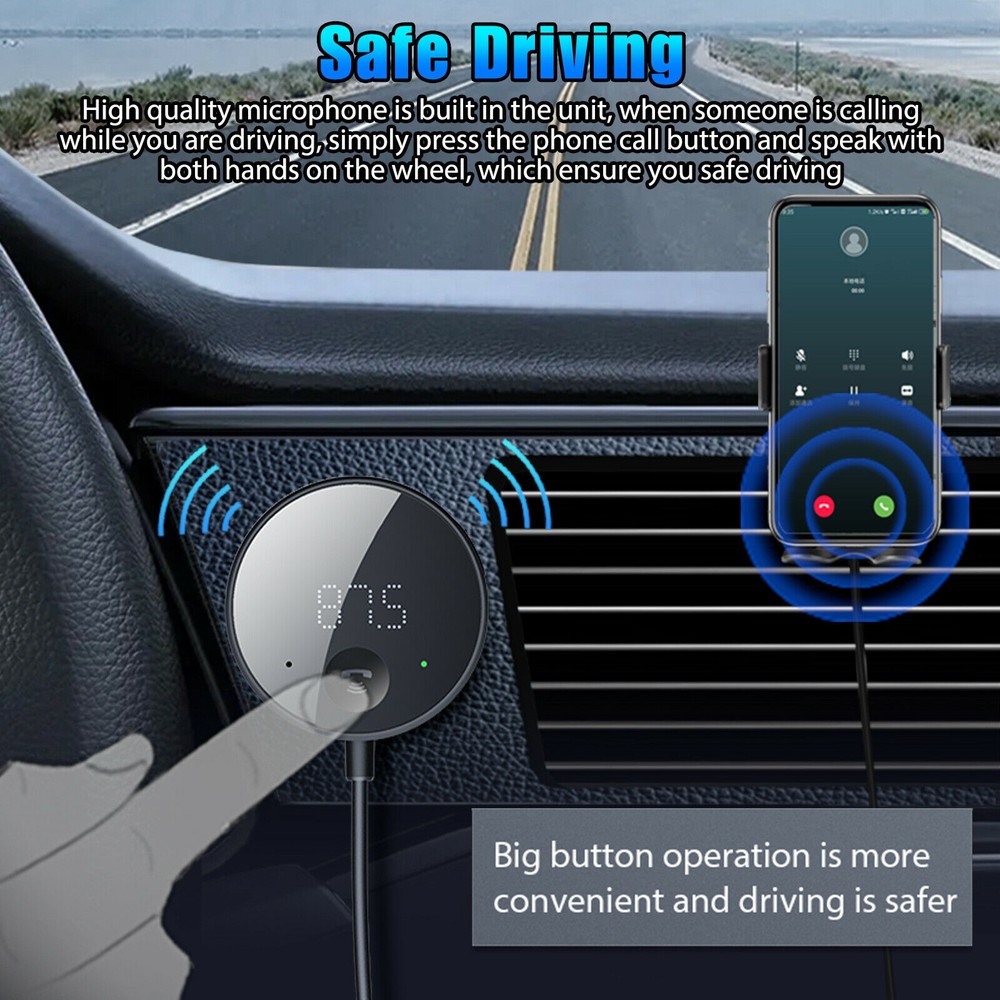 LCD Display USB Bluetooth Car AUX Audio Adapter Wireless Receiver FM Transmitter