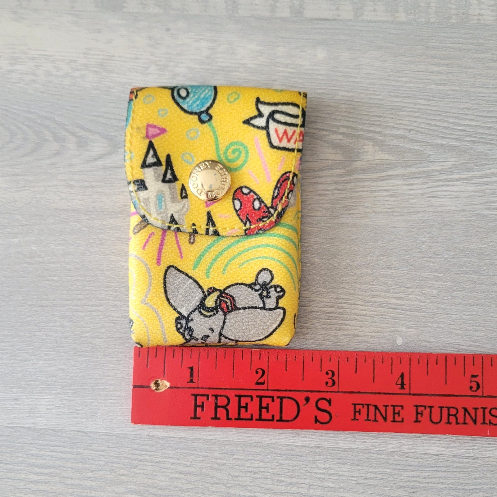 Dooney & Bourke Disney Parks Yellow Sketch Credit Card Key Fob Key Chain Ring