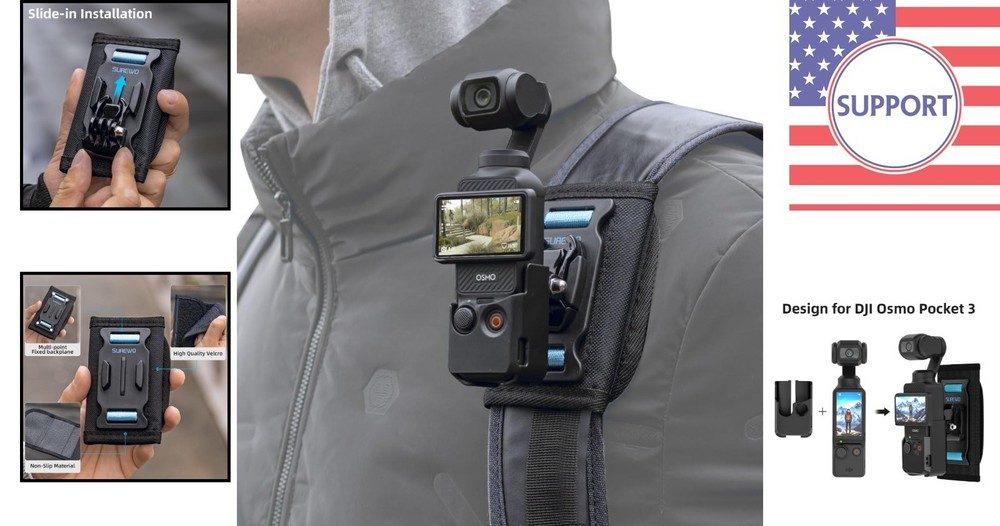 Lightweight Backpack Mount for DJI Osmo Pocket 3 - Soft, Adjustable & Durable