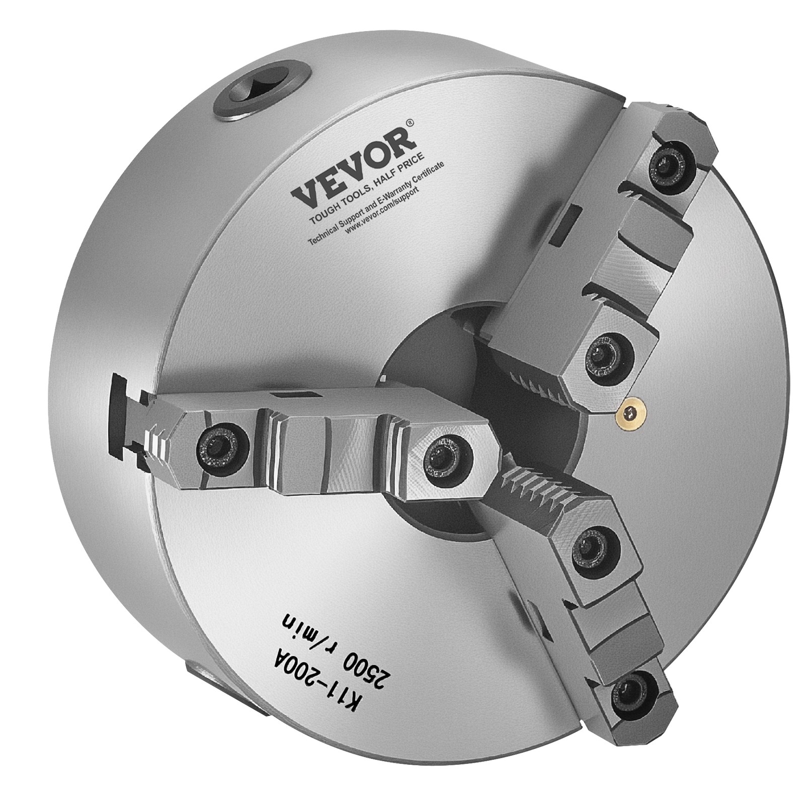 VEVOR 8 Inch 3-Jaw Self-Centering Lathe Chuck with 2 1/4 in-8 Threaded Backing