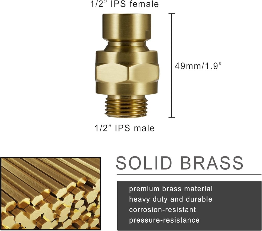 Solid Brass Shower Head Swivel Ball Adapter, Adjustable Shower Arm Extension